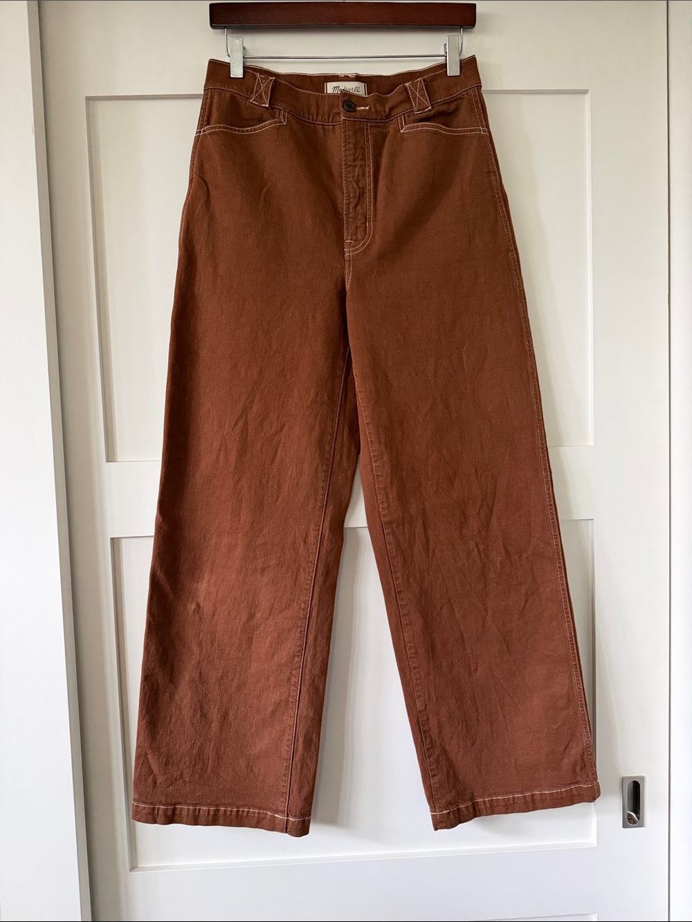 Madewell Emmett Wide-Leg Jeans in Rust Brown